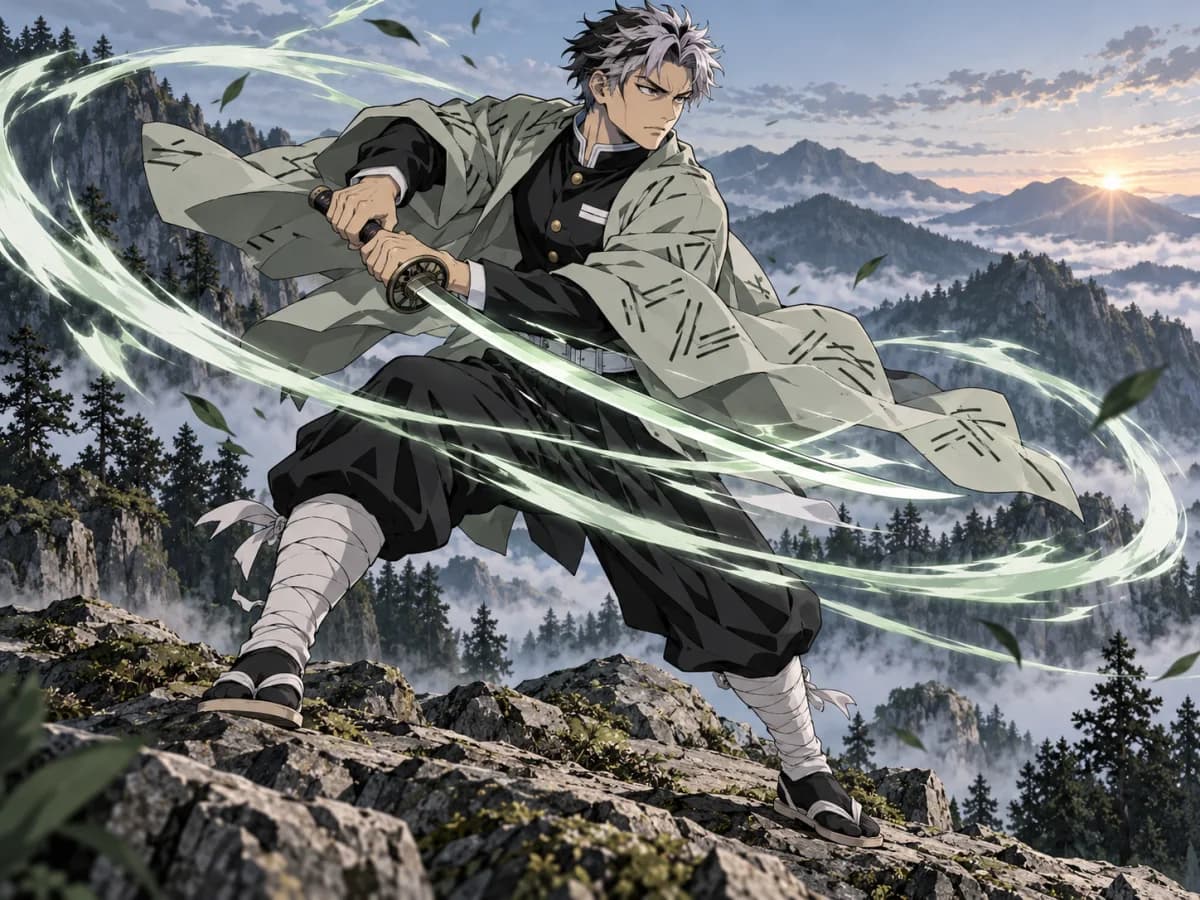 Original elite swordsman OC with a wind motif